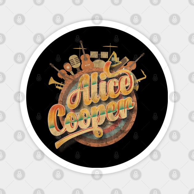 Tour Music Designs Vintage Retro - Alice Cooper Magnet by kumurkumur